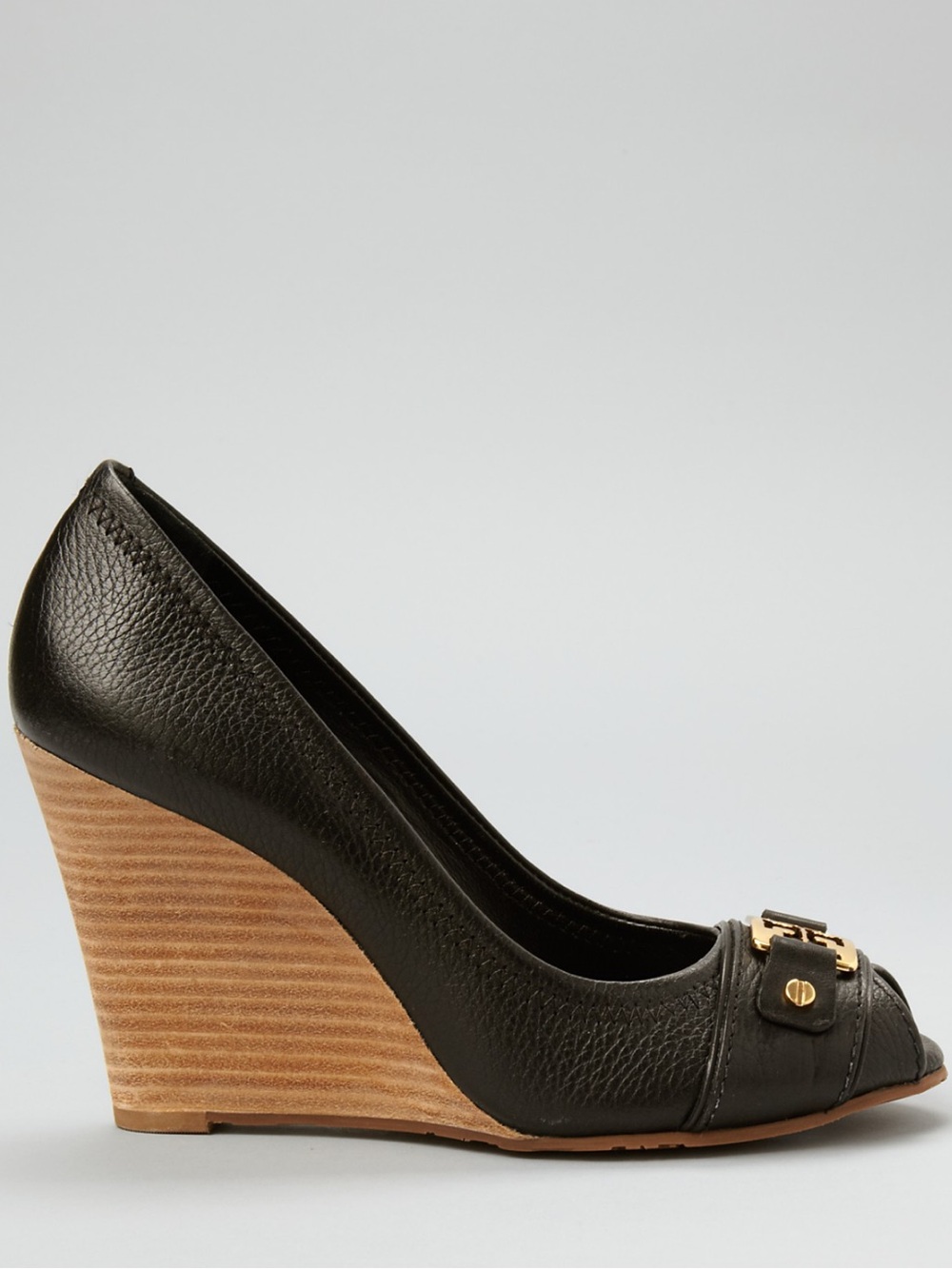 Tory Burch Black Carnell Open Toe Wedge